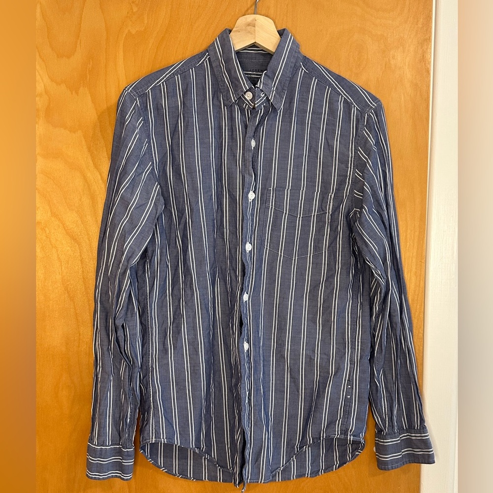 J Crew log hit weight chambray striped dress shirt